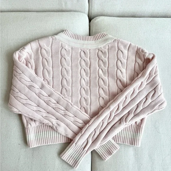 Aritzia TNA Varsity Cable-Knit Cropped Sweater – XS - Picture 8 of 9
